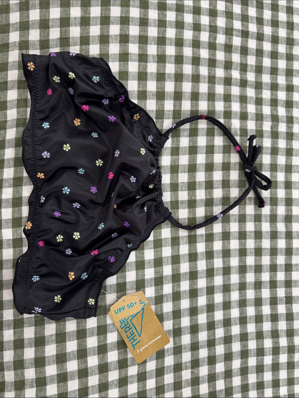 Kids Black Floral Ruffle Bikini Top - Thereabouts